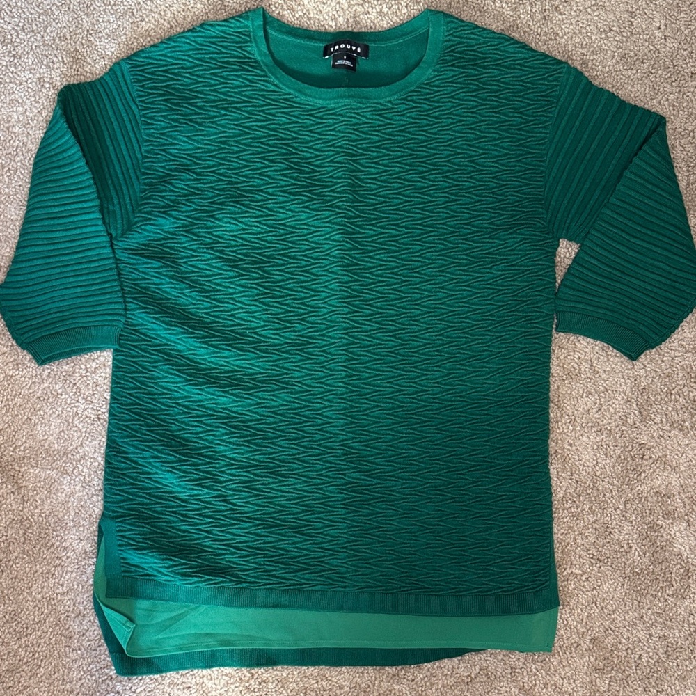 Trouve Teal Textured Knit Top